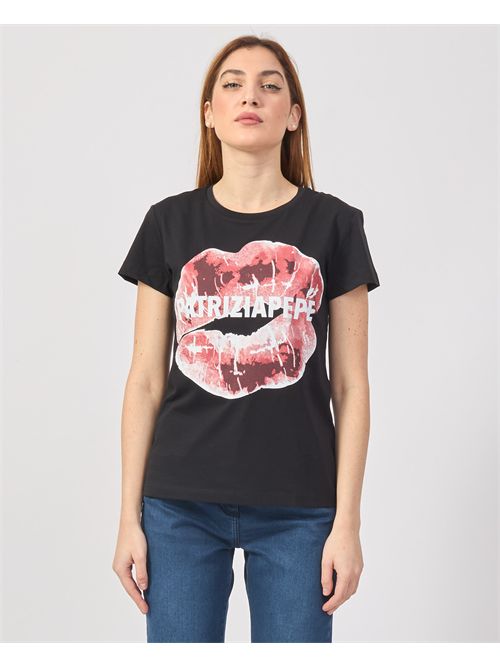 T-shirt donna Patrizia Pepe con stampa bacio PATRIZIA PEPE | 8M1691-J256K103